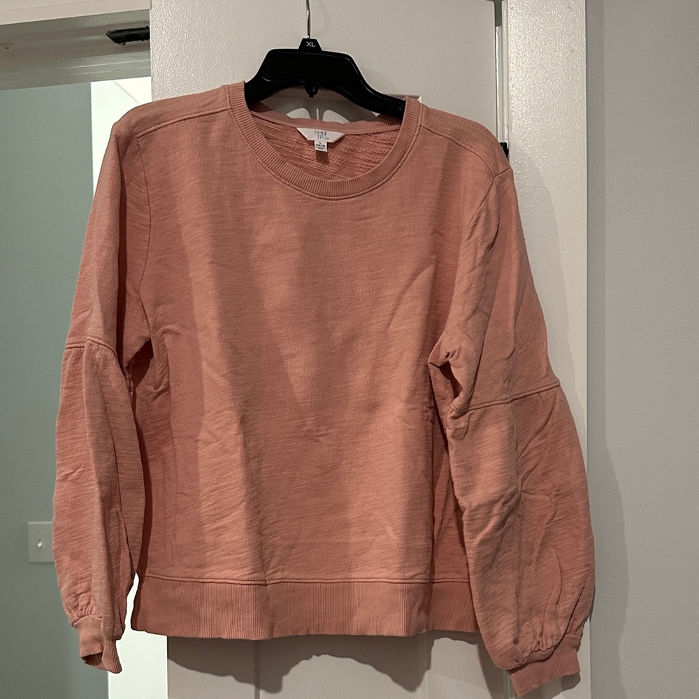 Dusty Rose Crewneck Sweatshirt with dropped poof sleeve